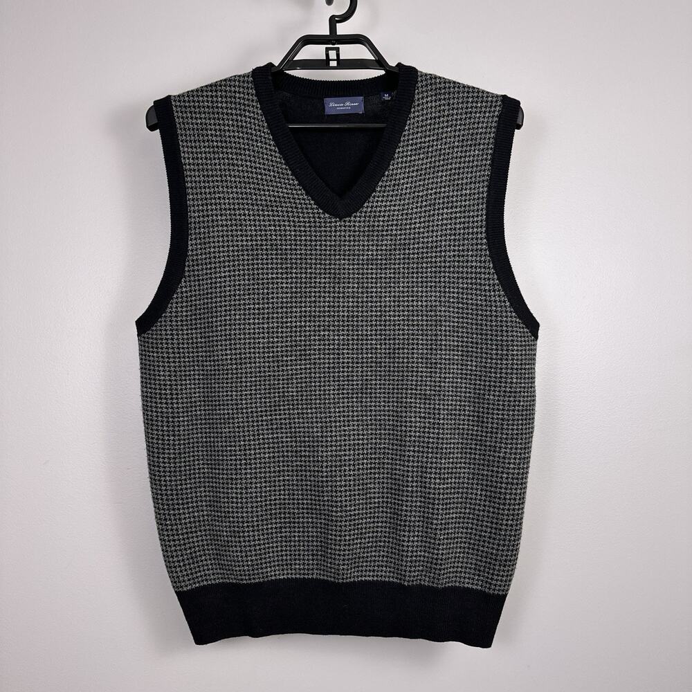 Patrick Assaraf Linea Rossa Signature Wool Blend Houndstooth Sweater Vest Med